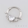 CZ HEART BAT WING SEPTUM CLICKER RING 316L SURGICAL STEEL